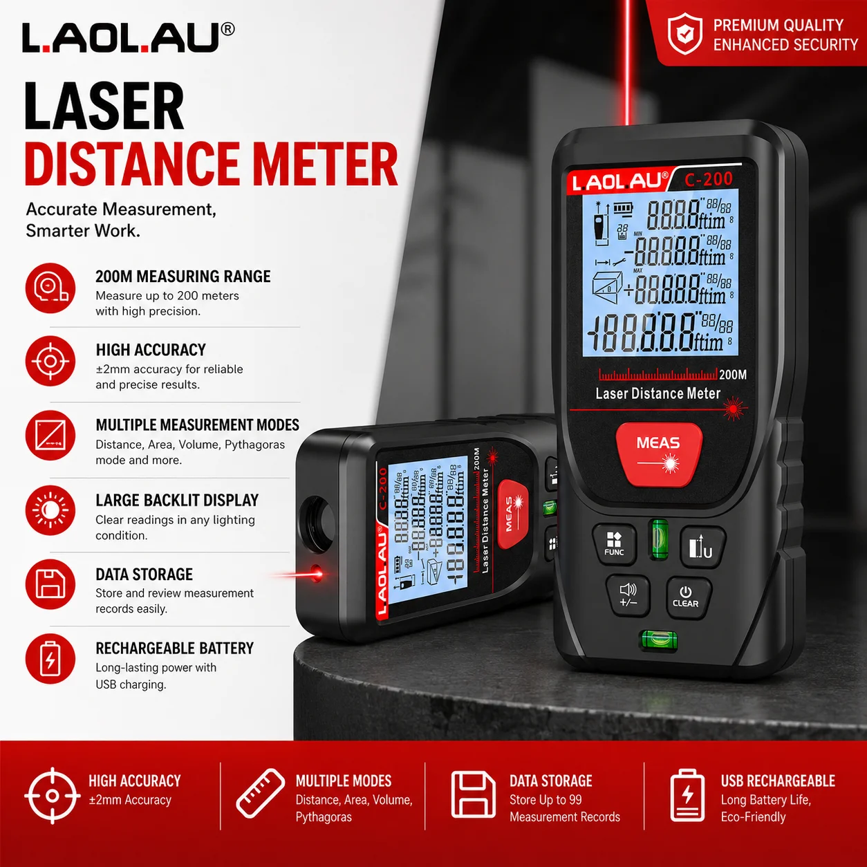LAOLAU Digital Laser Range Fin - Power Tools Red ulasan dan harga