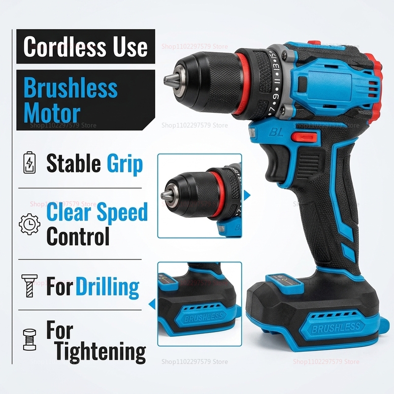 Brushless Cordless Electric Dr - Power Tools Construction ulasan dan harga